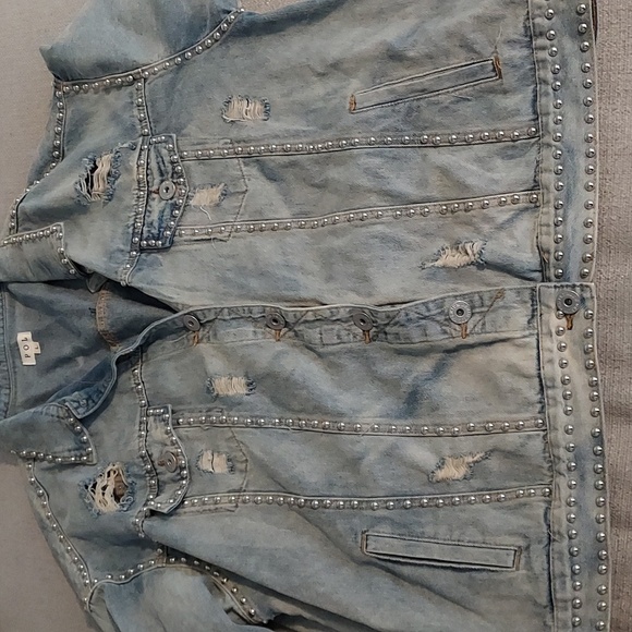 POL Oversized Studded Denim Jean Jacket Sz-L - Picture 9 of 10